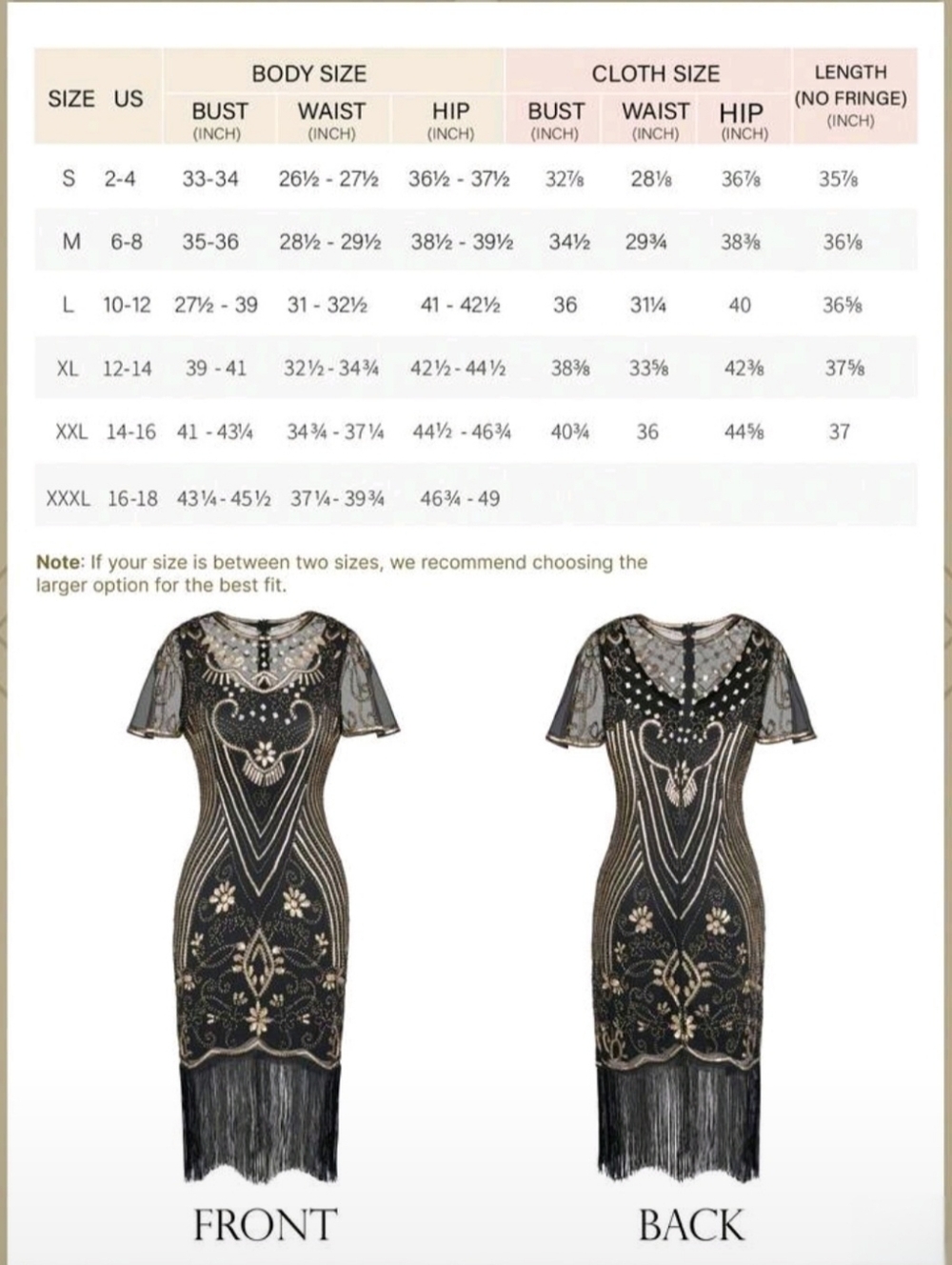 Black & Gold Beaded Fringe Flapper Dress - Picture 4 of 4